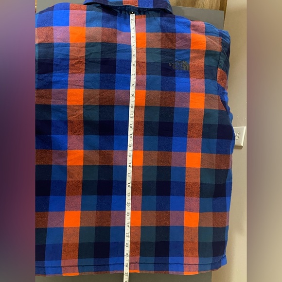 The North Face Reversible Plaid Jacket Size M Blue Shacket Quilted Flannel Coat - Picture 13 of 16